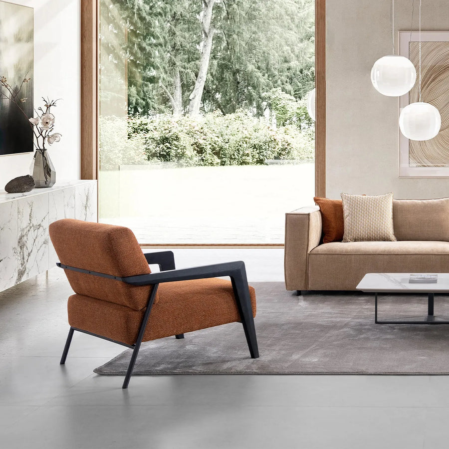 Modern mixed weave fabric 1 seater sofa sempre primary product view.