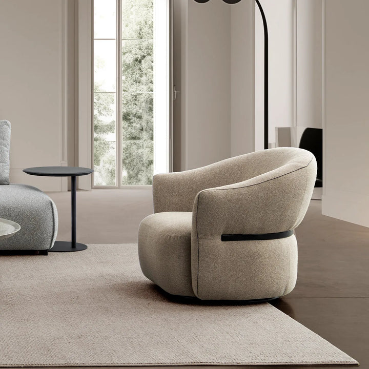 Modern mixed weave fabric revolving 1 seater sofa slate primary product view.
