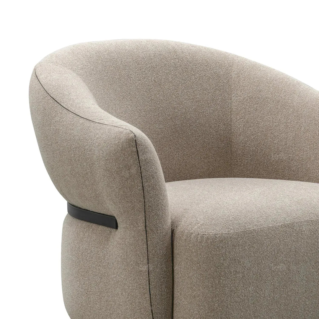 Modern mixed weave fabric revolving 1 seater sofa slate in real life style.