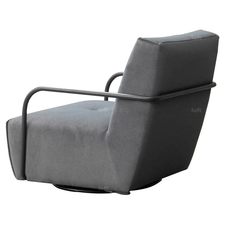 Modern mixed weave fabric revolving 1 seater sofa talc metal with context.