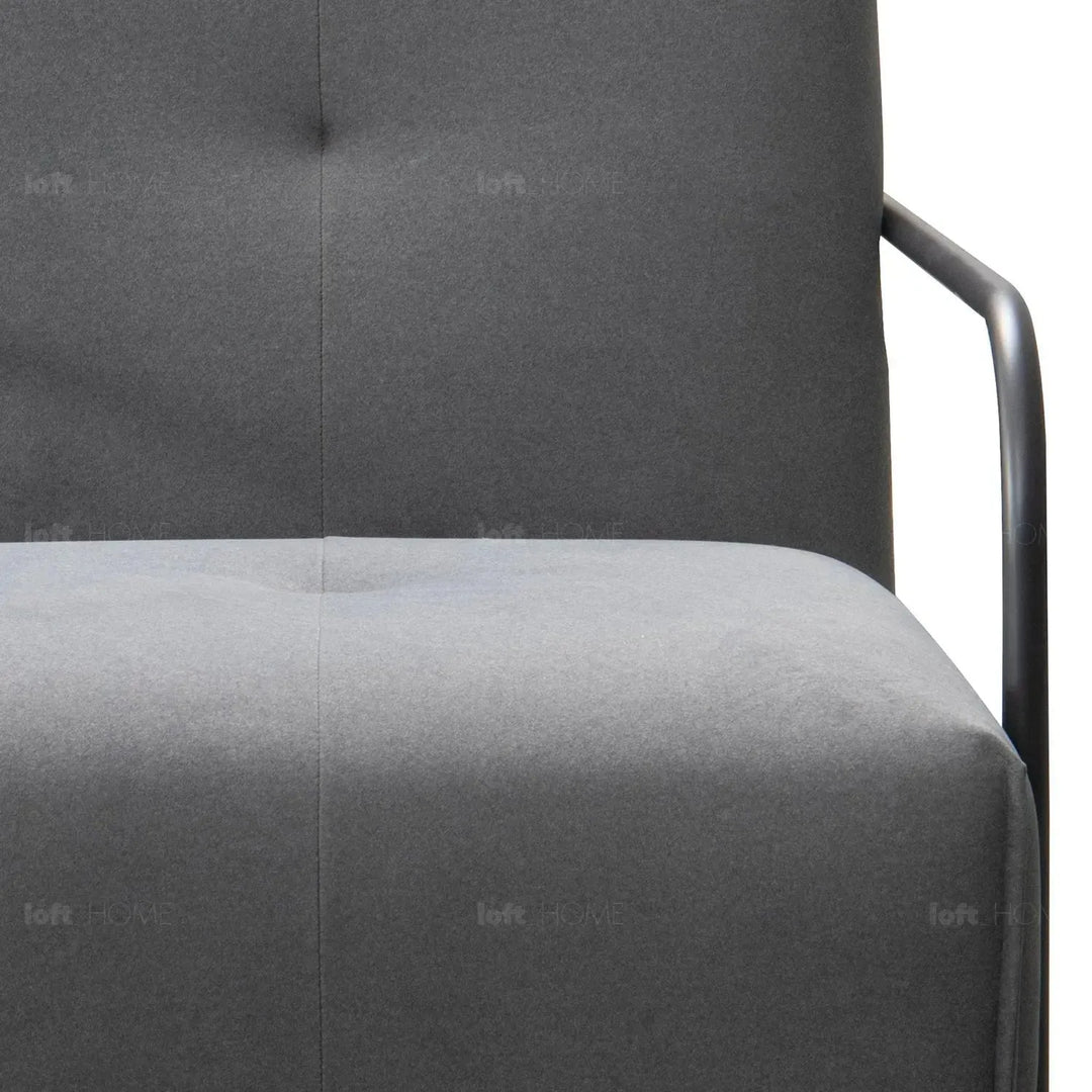 Modern mixed weave fabric revolving 1 seater sofa talc metal in details.