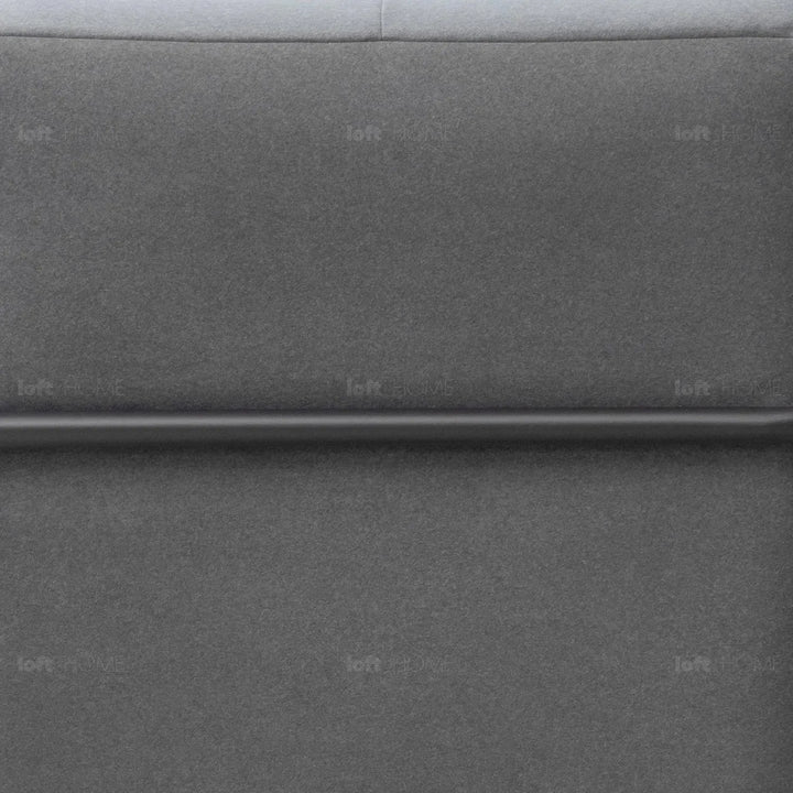 Modern mixed weave fabric revolving 1 seater sofa talc metal in close up details.