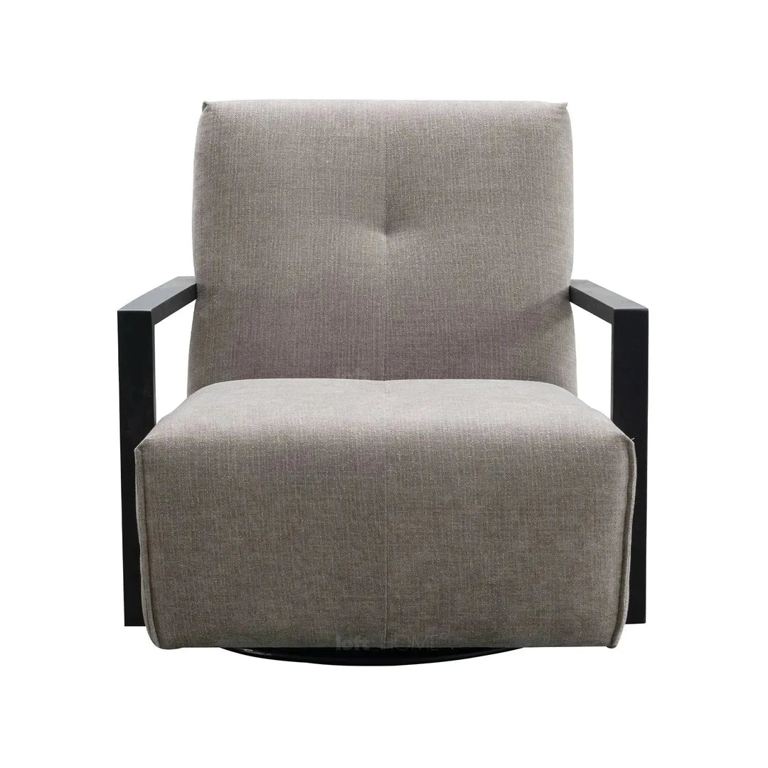 Modern mixed weave fabric revolving 1 seater sofa talc wood color swatches.