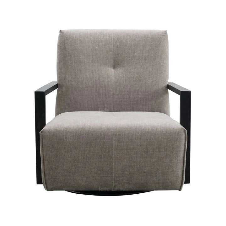 Modern mixed weave fabric revolving 1 seater sofa talc wood color swatches.