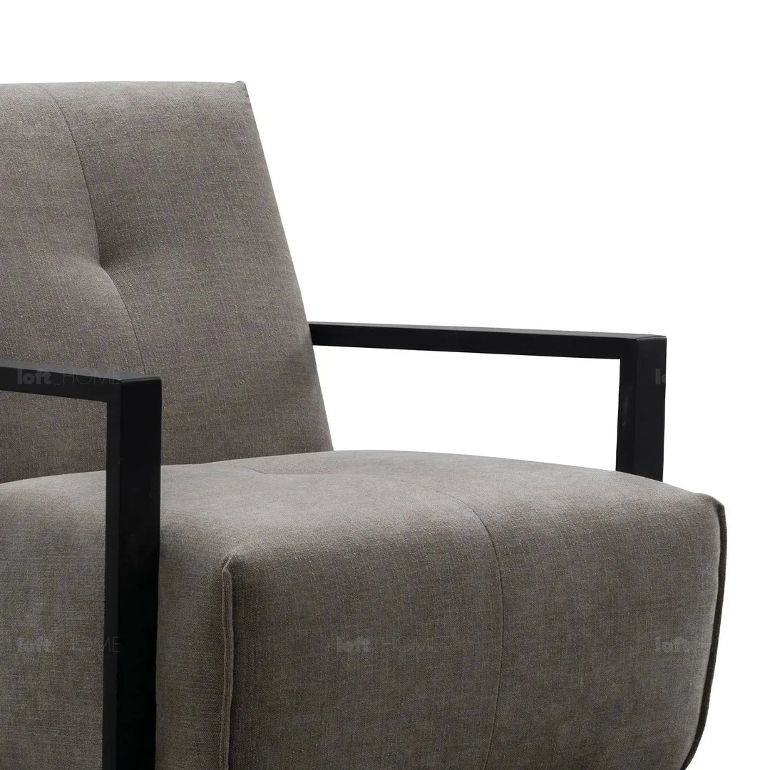 Modern mixed weave fabric revolving 1 seater sofa talc wood in real life style.
