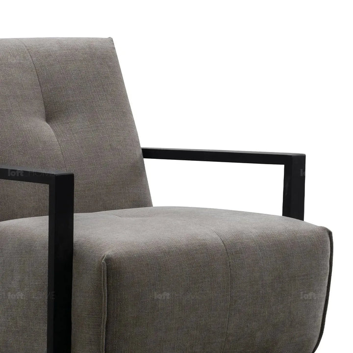 Modern mixed weave fabric revolving 1 seater sofa talc wood in real life style.
