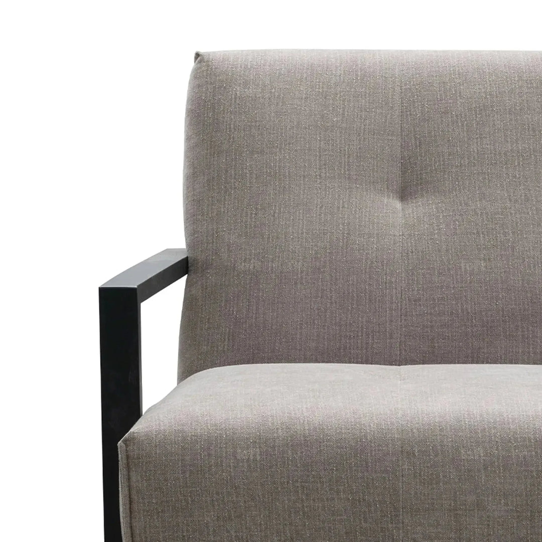Modern mixed weave fabric revolving 1 seater sofa talc wood with context.