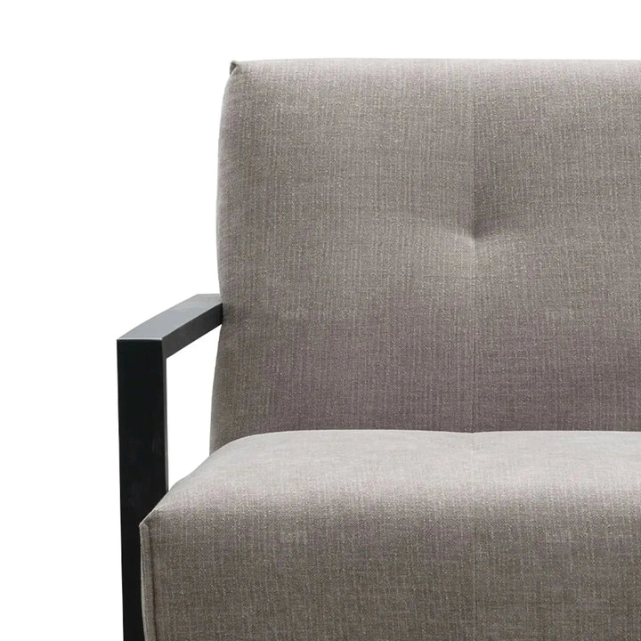 Modern mixed weave fabric revolving 1 seater sofa talc wood with context.