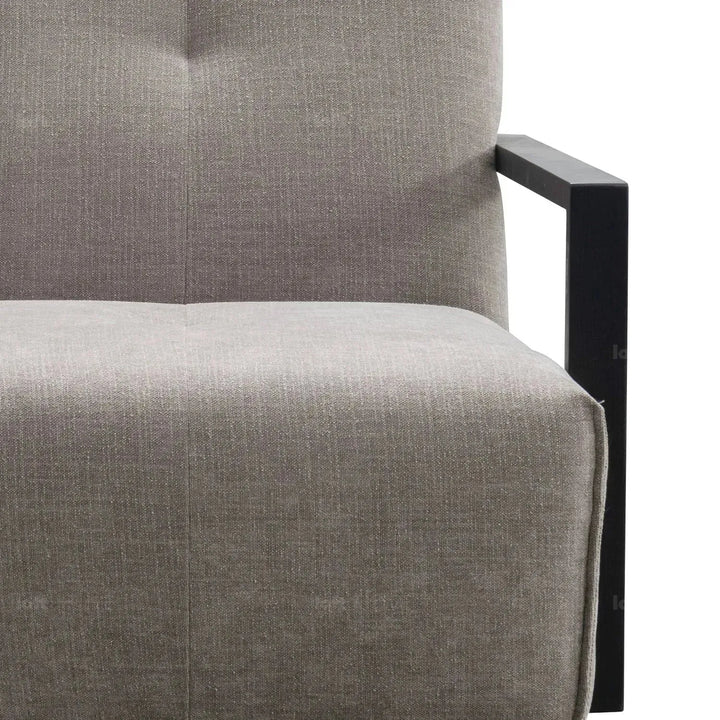 Modern mixed weave fabric revolving 1 seater sofa talc wood in details.
