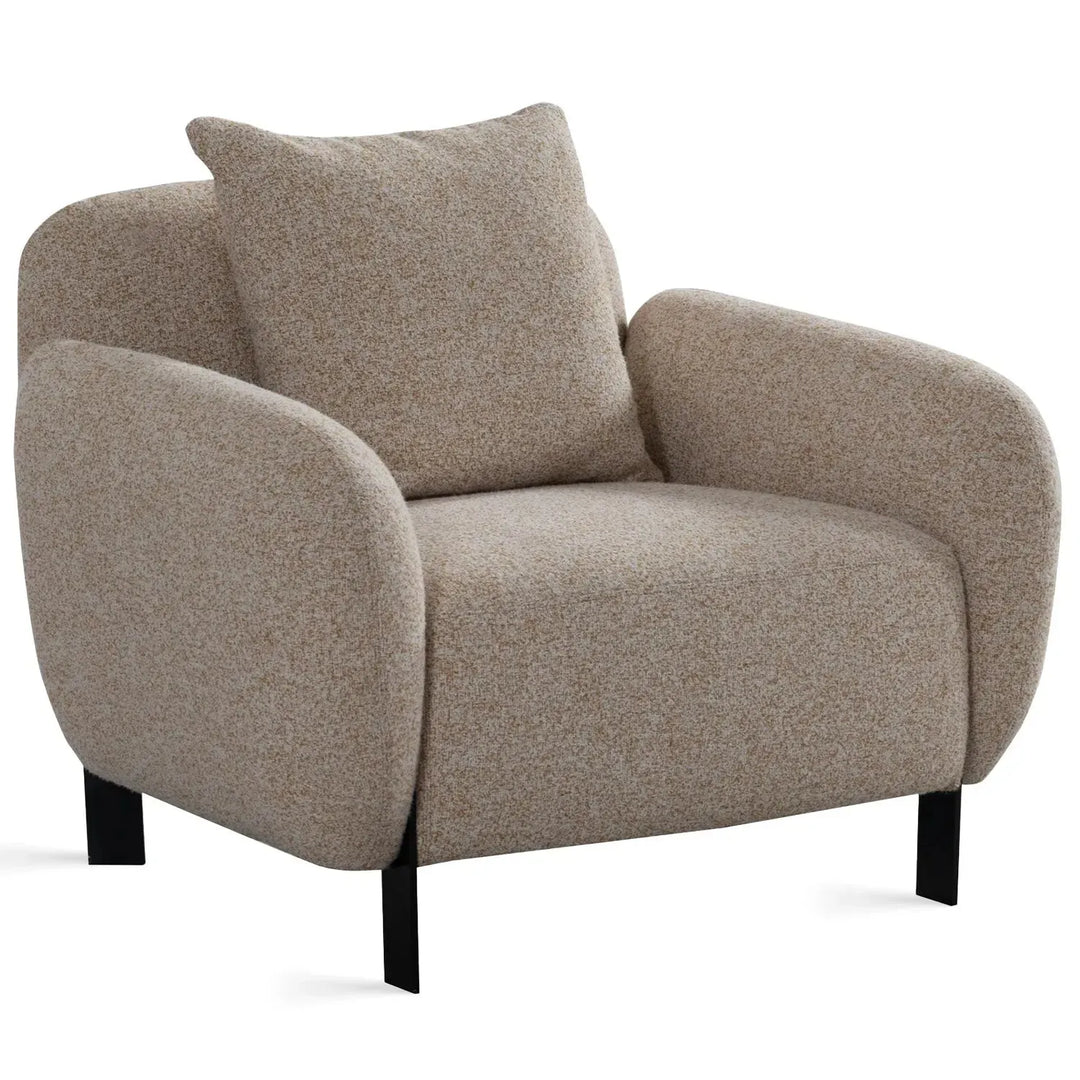 Modern mixed weave fabric 1 seater sofa talc in white background.