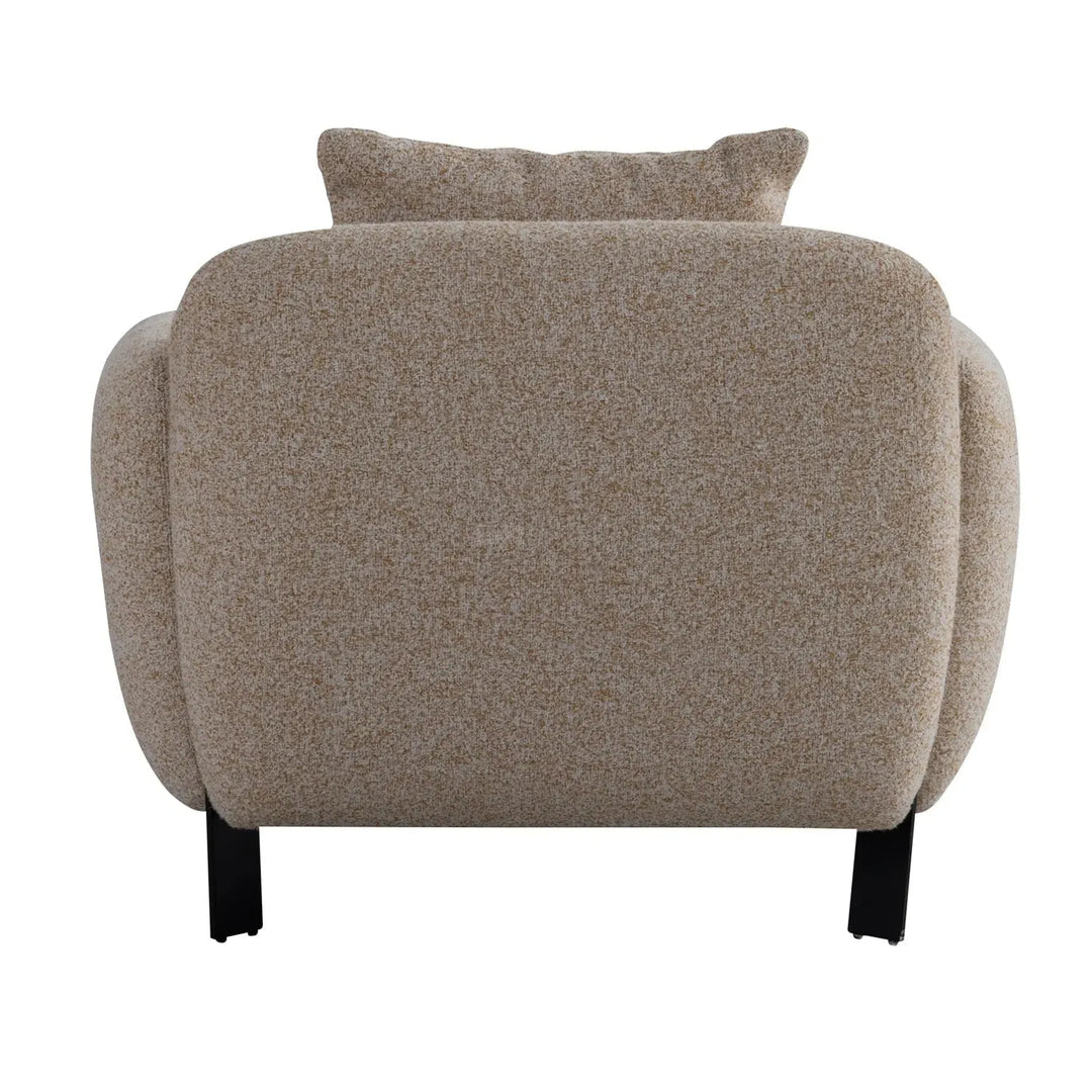 Modern mixed weave fabric 1 seater sofa talc color swatches.