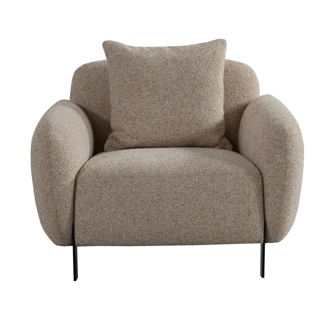 Modern mixed weave fabric 1 seater sofa talc material variants.