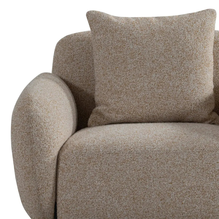 Modern mixed weave fabric 1 seater sofa talc with context.
