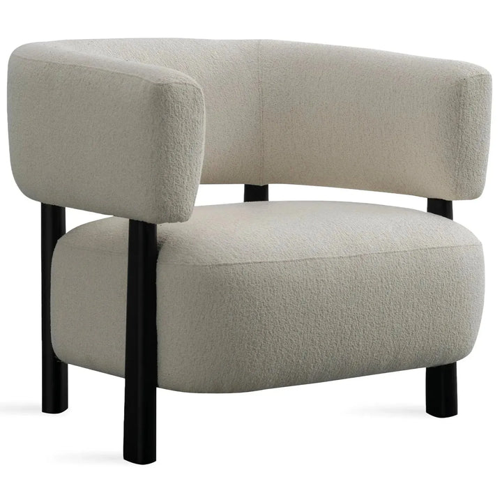 Modern boucle fabric 1 seater sofa topaz in white background.
