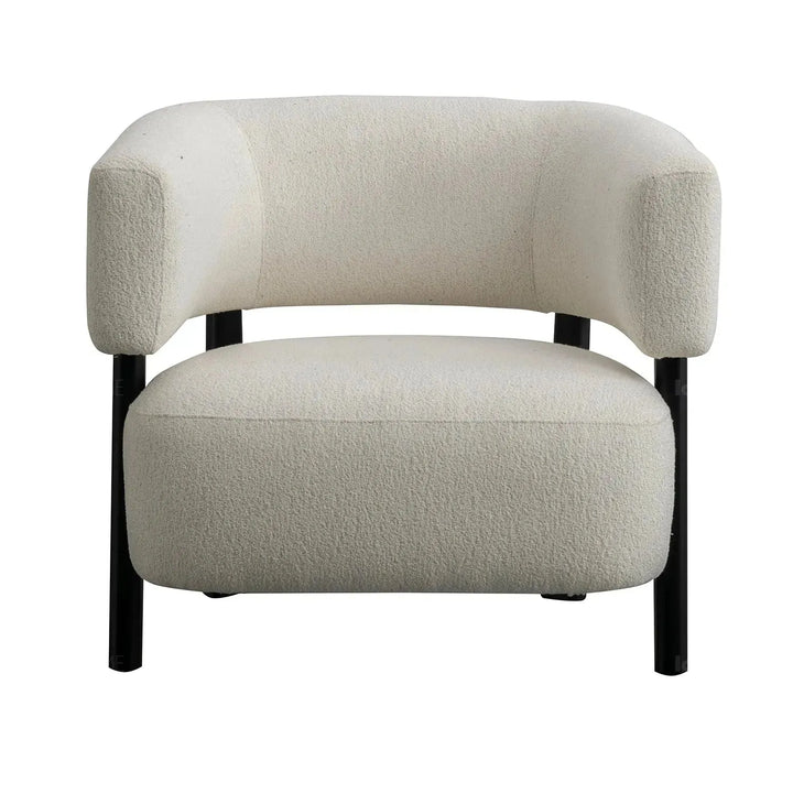 Modern boucle fabric 1 seater sofa topaz color swatches.
