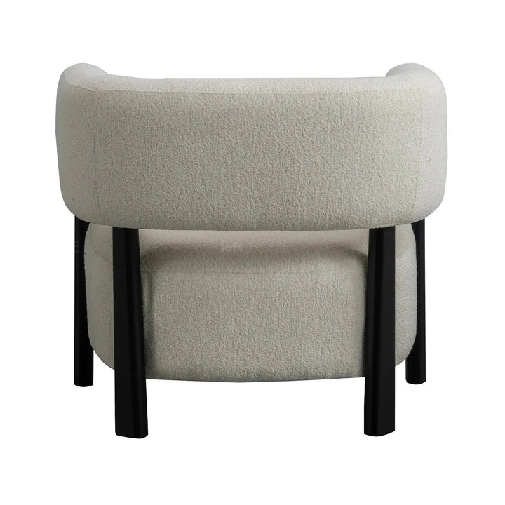 Modern boucle fabric 1 seater sofa topaz material variants.