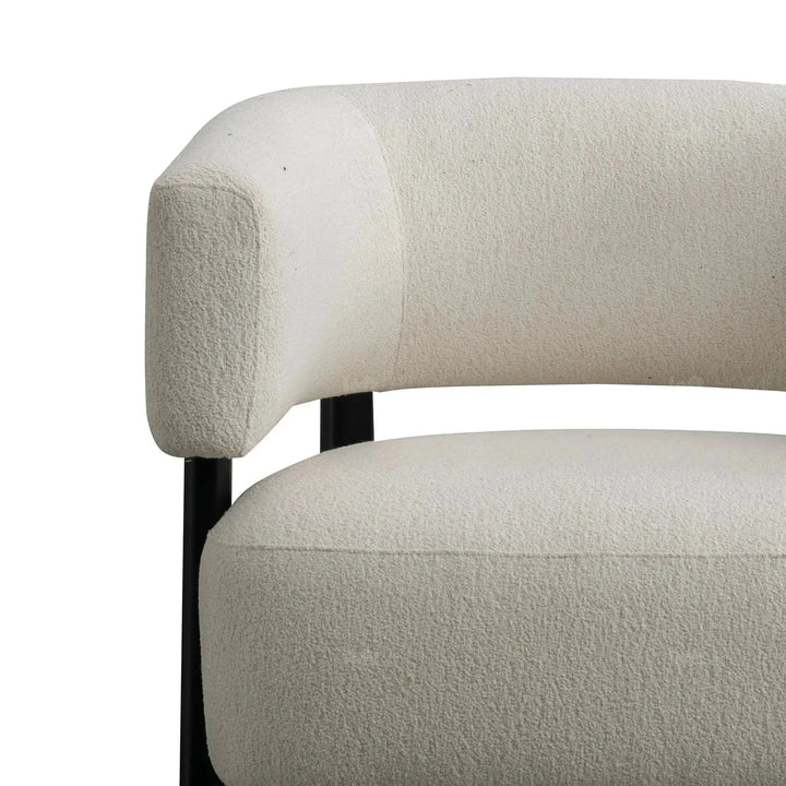 Modern boucle fabric 1 seater sofa topaz in real life style.