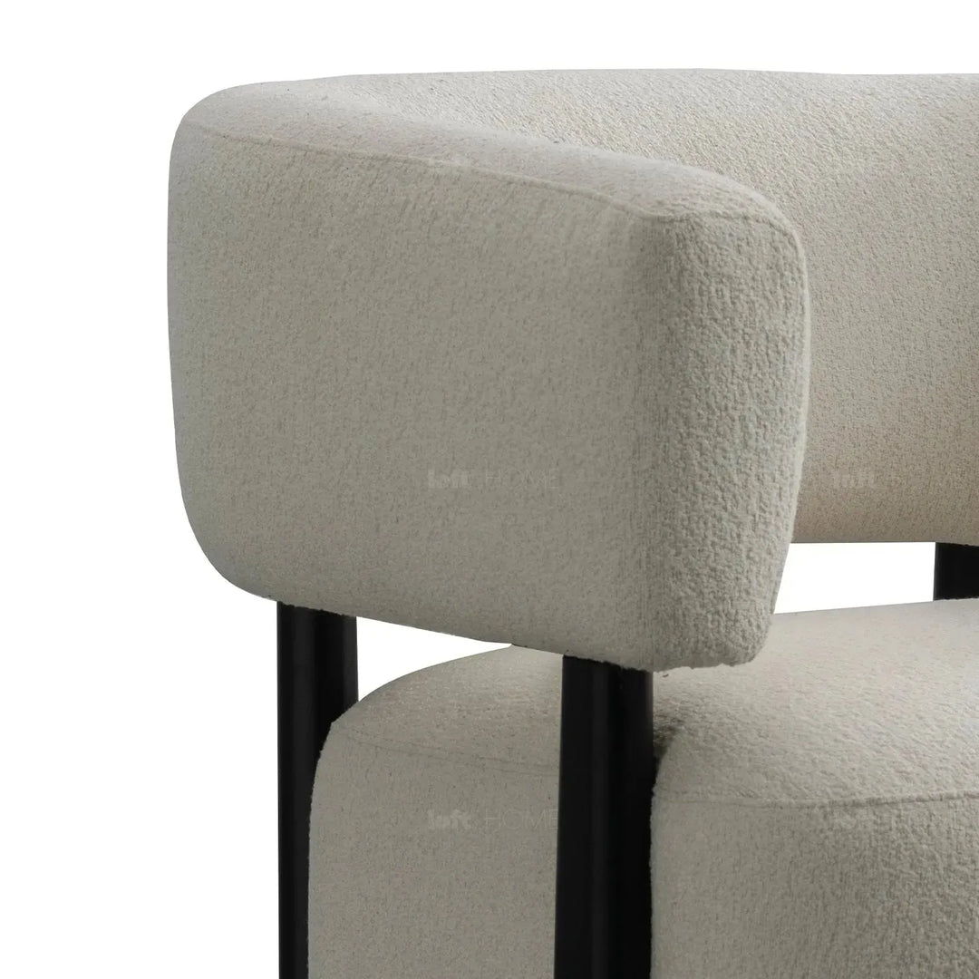 Modern boucle fabric 1 seater sofa topaz in details.
