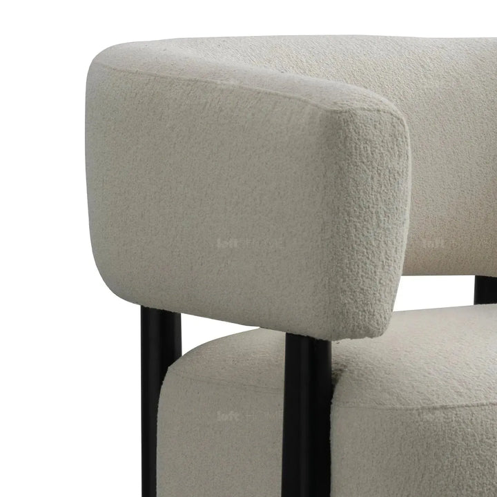 Modern boucle fabric 1 seater sofa topaz in details.