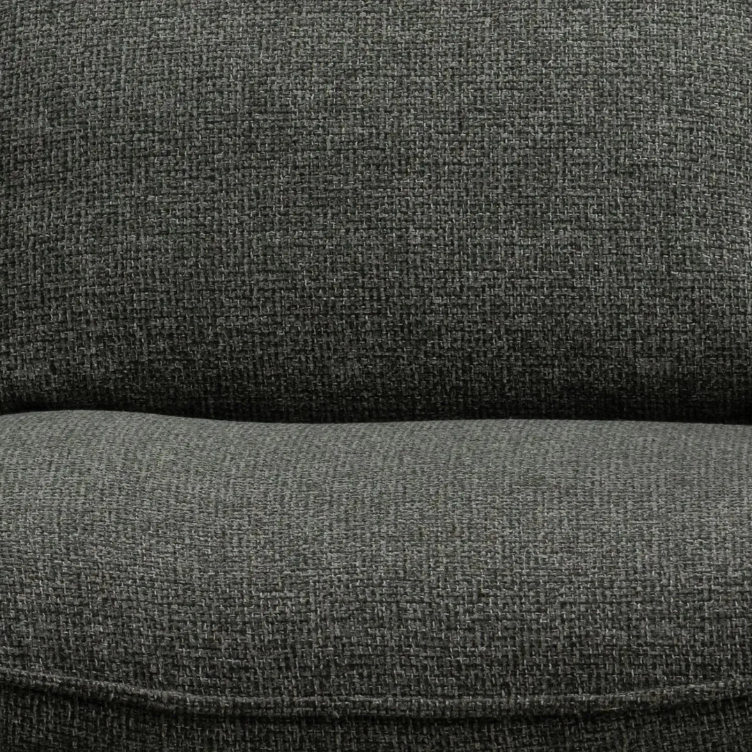 Modern mixed weave fabric 1 seater sofa turret in panoramic view.