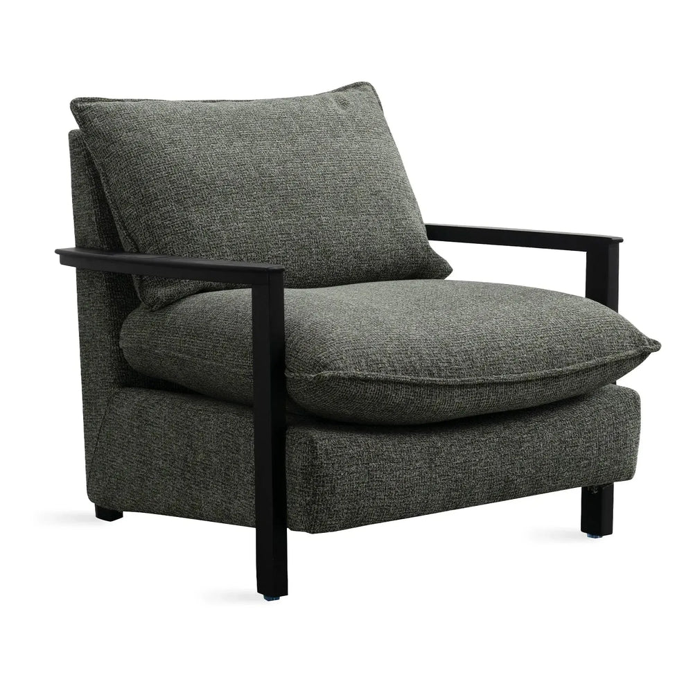 Modern mixed weave fabric 1 seater sofa turret in white background.
