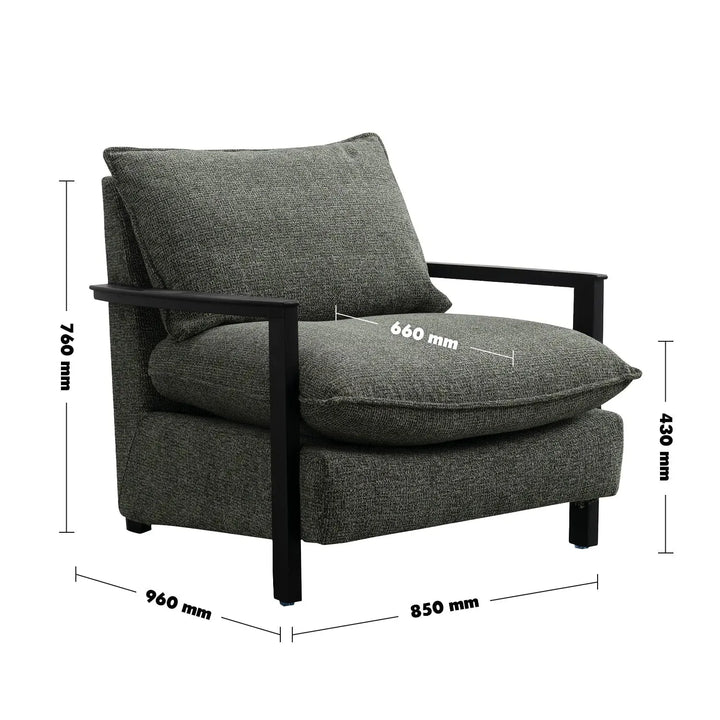 Modern mixed weave fabric 1 seater sofa turret size charts.