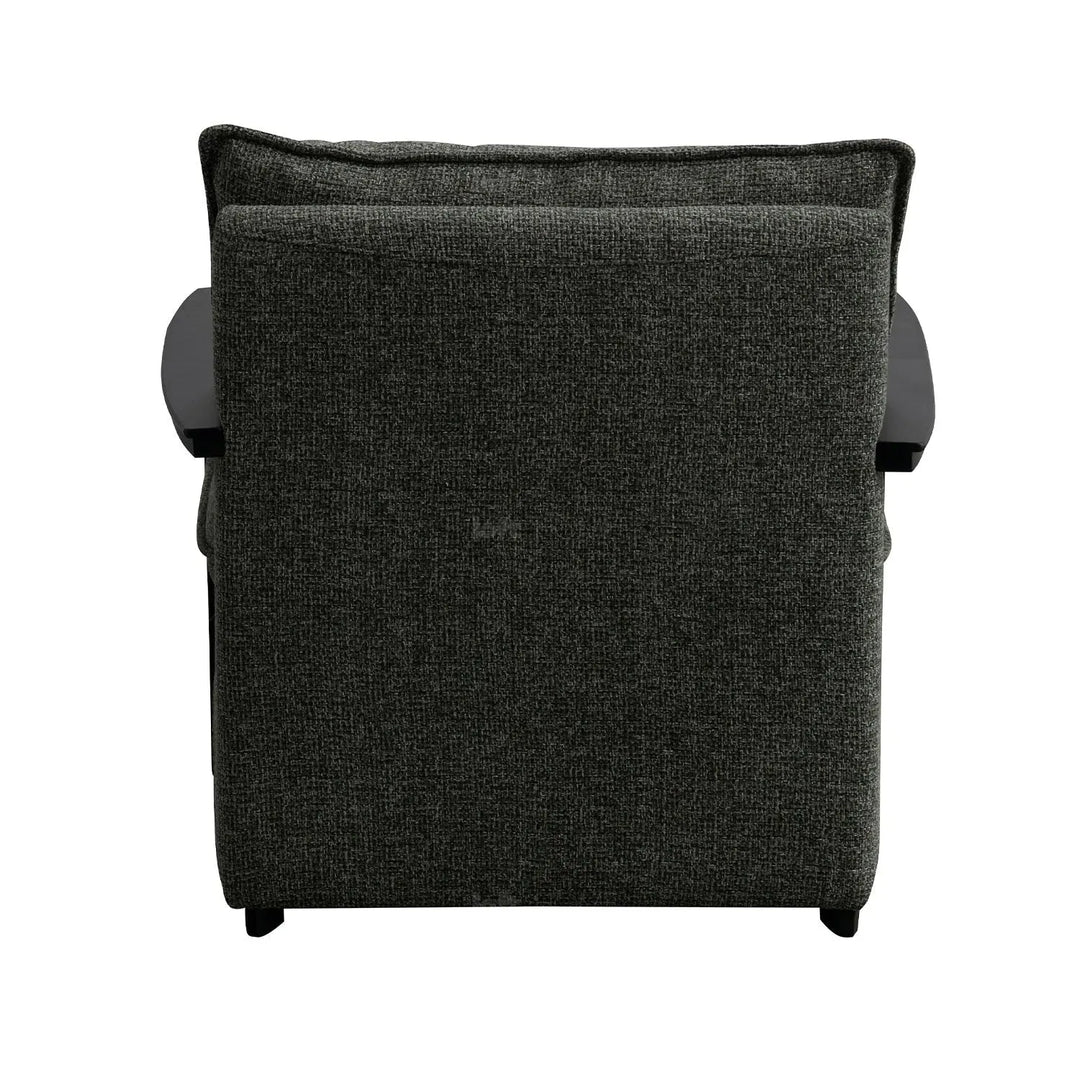 Modern mixed weave fabric 1 seater sofa turret color swatches.