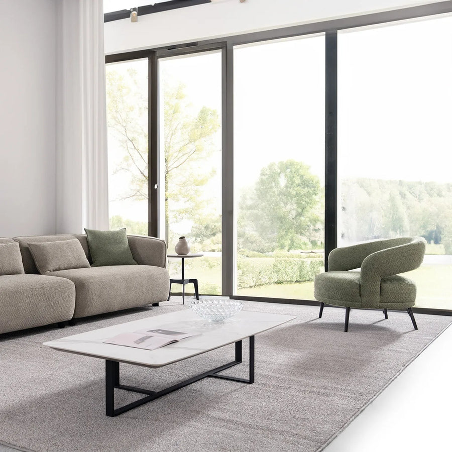 Modern mixed weave fabric 1 seater sofa yard primary product view.