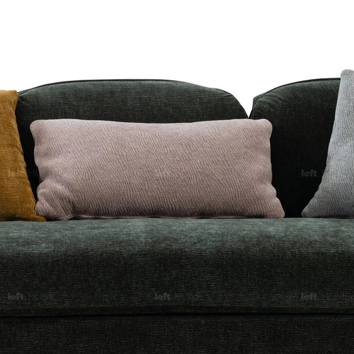 Modern chenille velvet fabric 3.5 seater sofa nimbus in panoramic view.