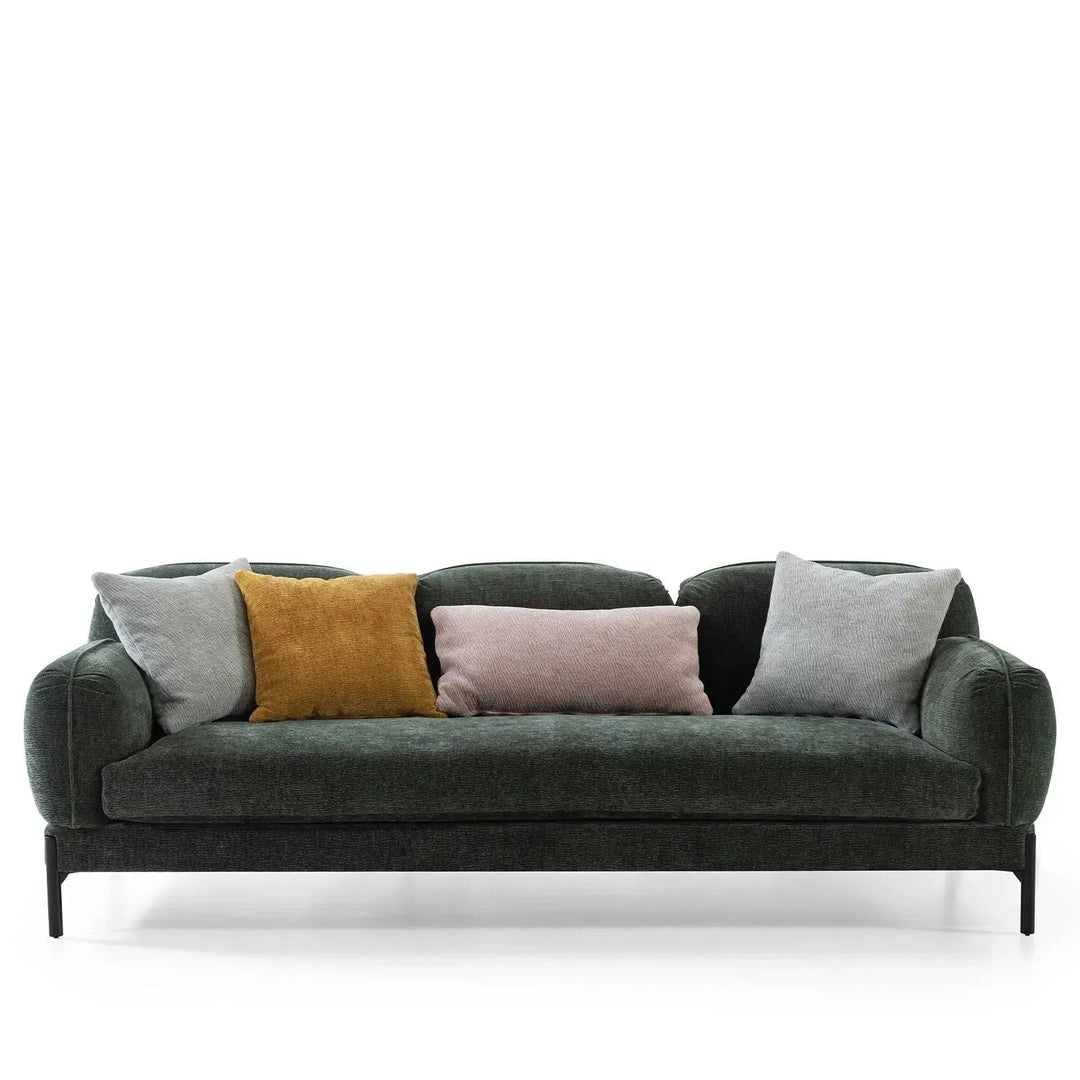 Modern chenille velvet fabric 3.5 seater sofa nimbus in white background.