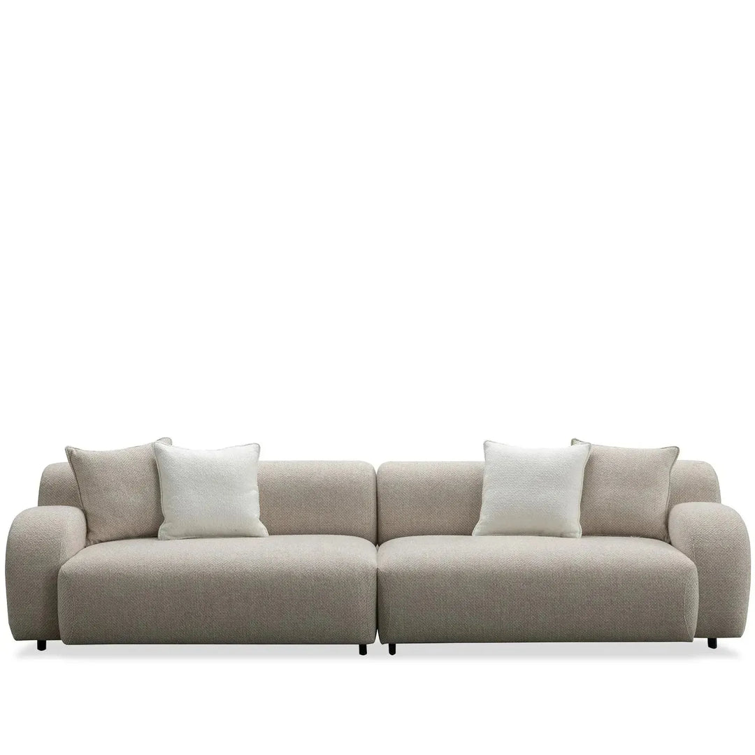 Modern mixed weave fabric 4 seater sofa ench in white background.