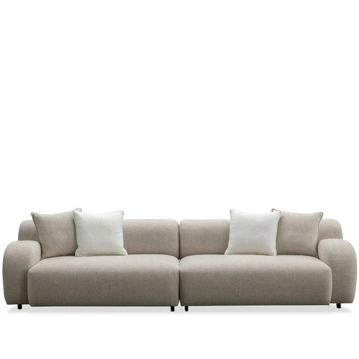 Modern mixed weave fabric 4 seater sofa ench in white background.