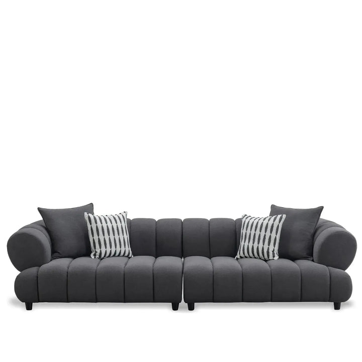 Modern sherpa fabric 5 seater sofa lace in white background.