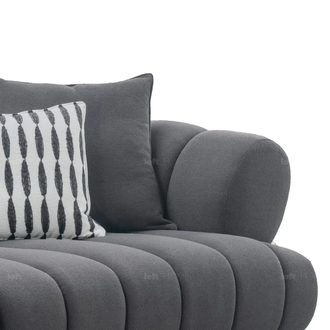 Modern sherpa fabric 5 seater sofa lace with context.