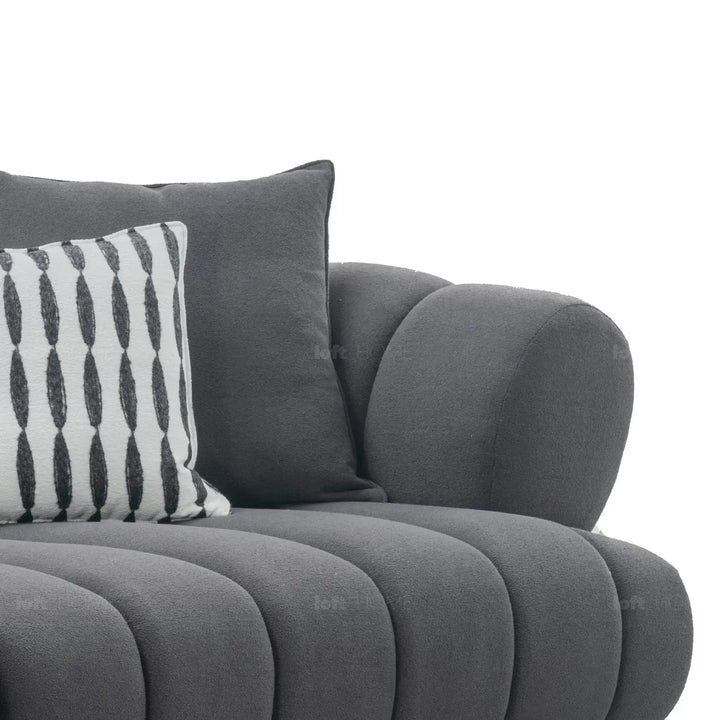 Modern sherpa fabric 5 seater sofa lace with context.