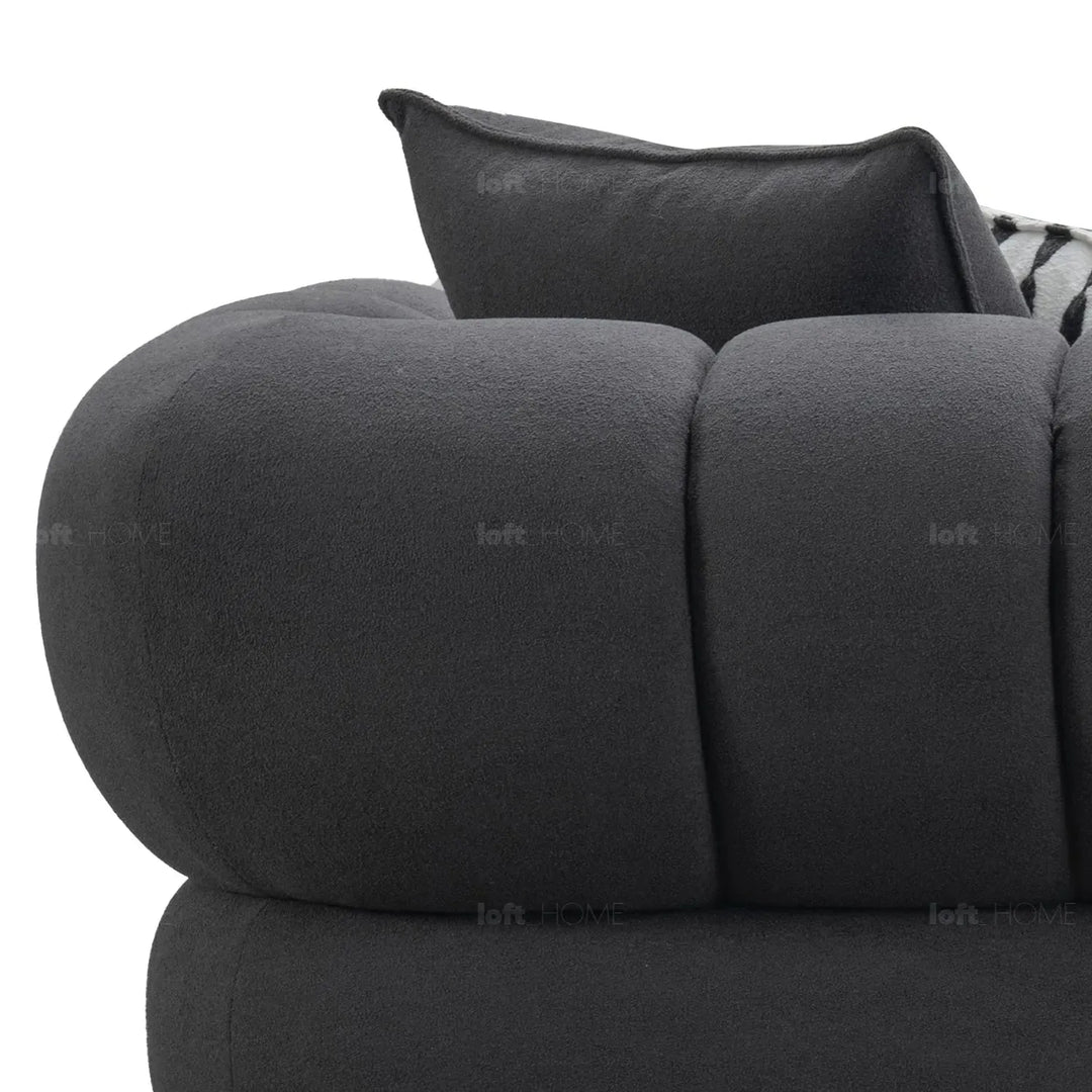 Modern sherpa fabric 5 seater sofa lace in details.