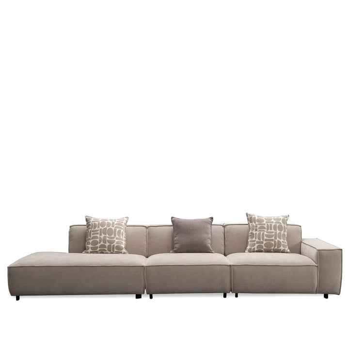Minimalist mixed weave fabric 5 seater sofa glade in still life.