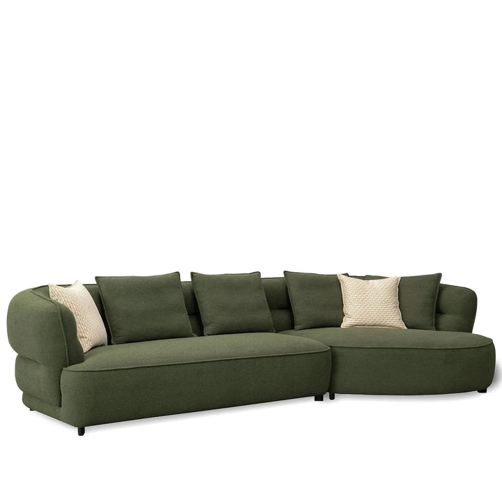 Modern sherpa fabric l shape sectional sofa fores 3+l in white background.