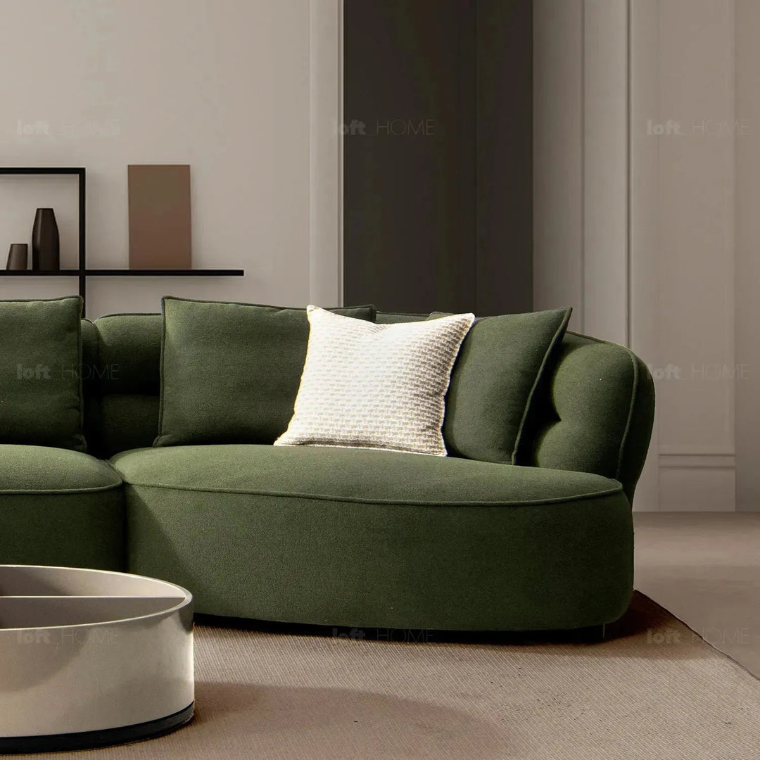 Modern sherpa fabric l shape sectional sofa fores 3+l in close up details.