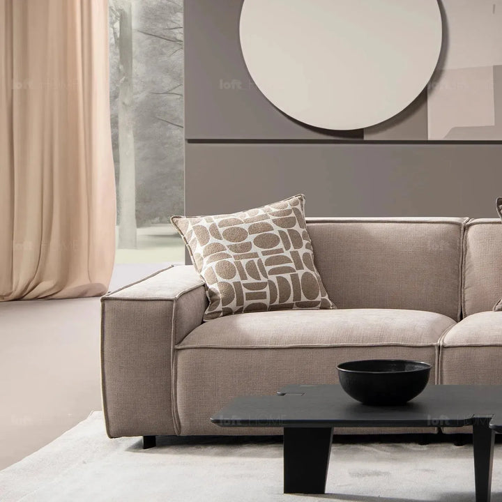 Minimalist mixed weave fabric l shape sectional sofa glade 3+ottoman+l in still life.