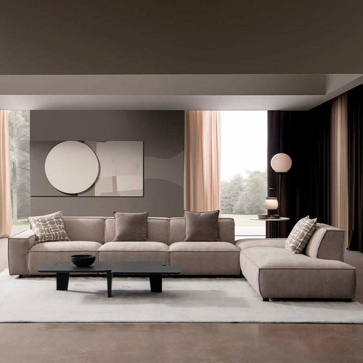 Minimalist mixed weave fabric l shape sectional sofa glade 3+ottoman+l primary product view.