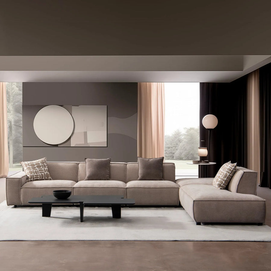 Minimalist mixed weave fabric l shape sectional sofa glade 3+ottoman+l primary product view.