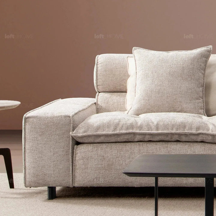 Modern mixed weave fabric l shape sectional sofa aumn 4+l in panoramic view.