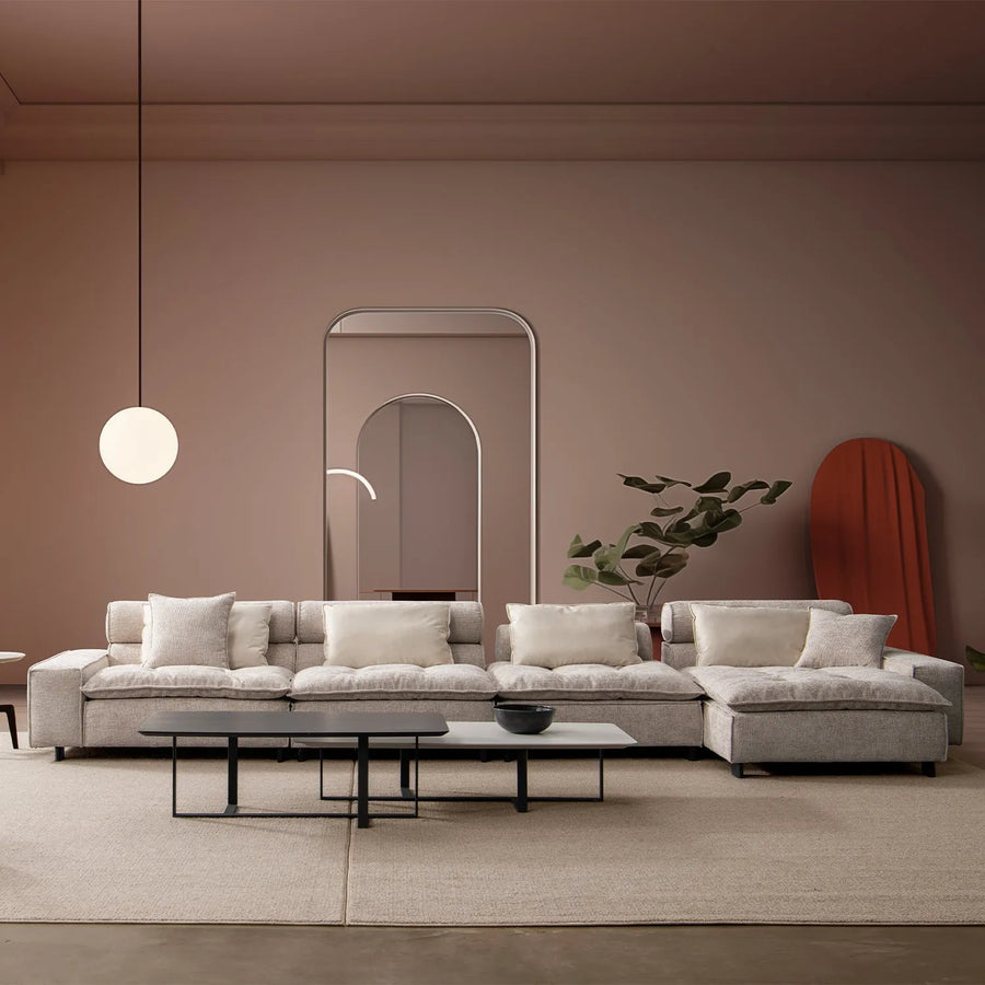 Modern mixed weave fabric l shape sectional sofa aumn 4+l primary product view.