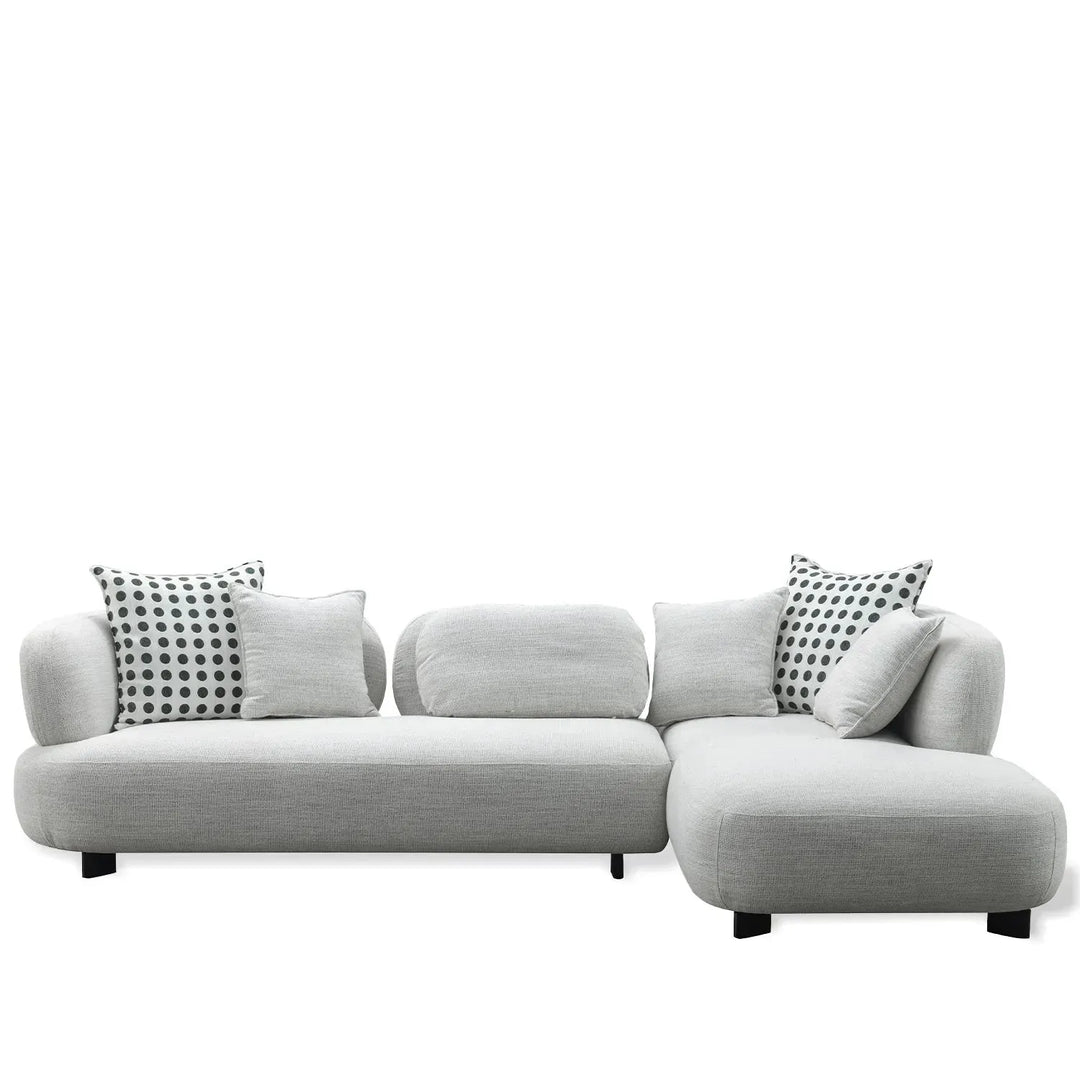 Cream mixed weave fabric l shape sectional sofa calyx 4+l in white background.