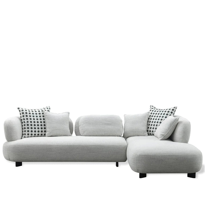 Cream mixed weave fabric l shape sectional sofa calyx 4+l in white background.