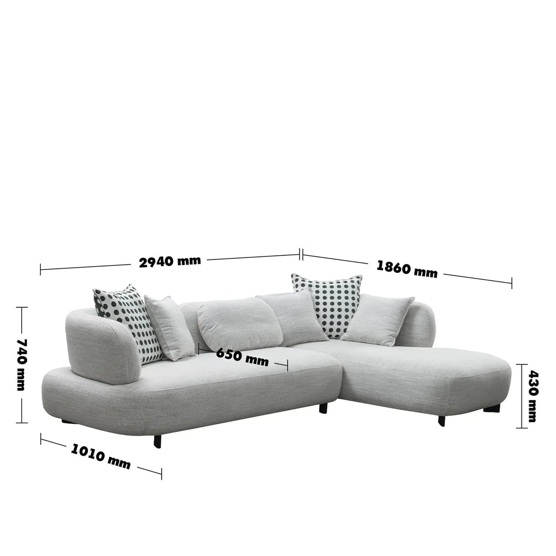 Cream mixed weave fabric l shape sectional sofa calyx 4+l size charts.