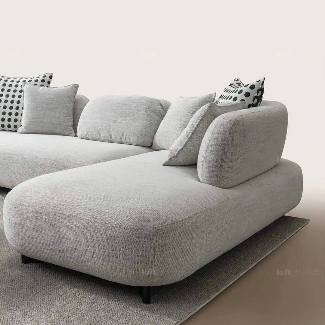 Cream mixed weave fabric l shape sectional sofa calyx 4+l material variants.