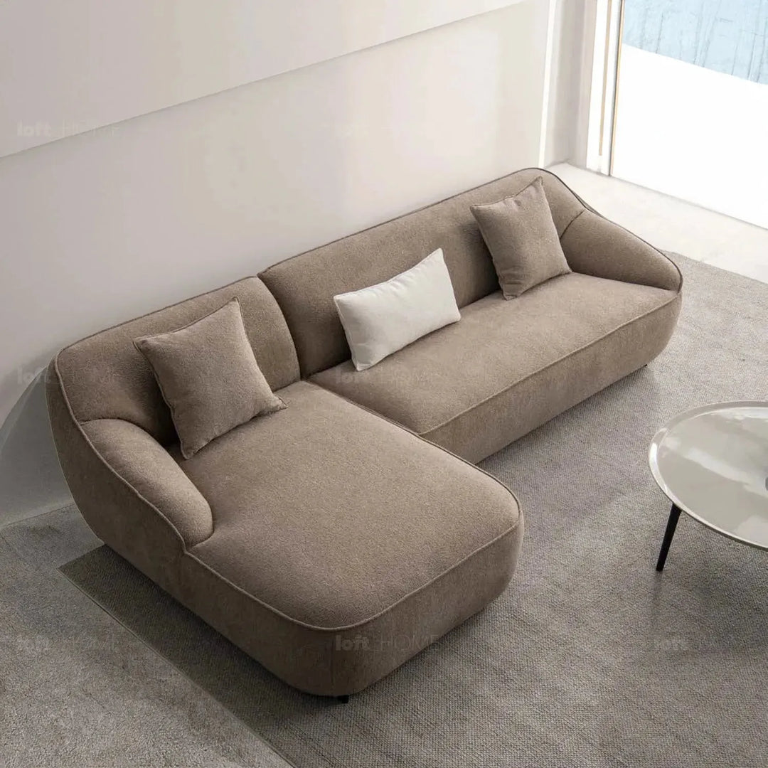 Modern mixed weave fabric l shape sectional sofa sphia 3.5+l material variants.