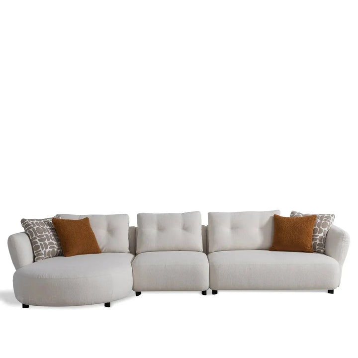 Cream sherpa fabric l shape sectional sofa luxe 3+l detail 2.